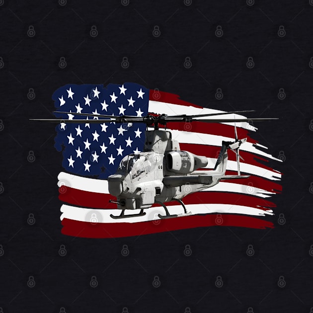 AH-1 Cobra Helicopter American Flag by Dirty Custard Designs 